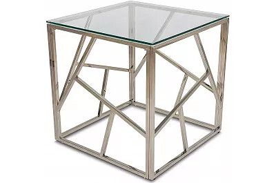 Table d'appoint design en acier chromé et verre Ø55