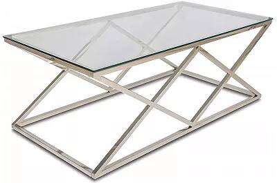 6688 - 101125 - Table basse design en verre et acier chromé