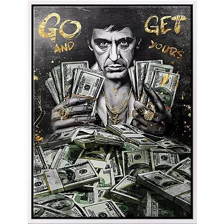 Tableau sur toile Al Pacino Dollars blanc