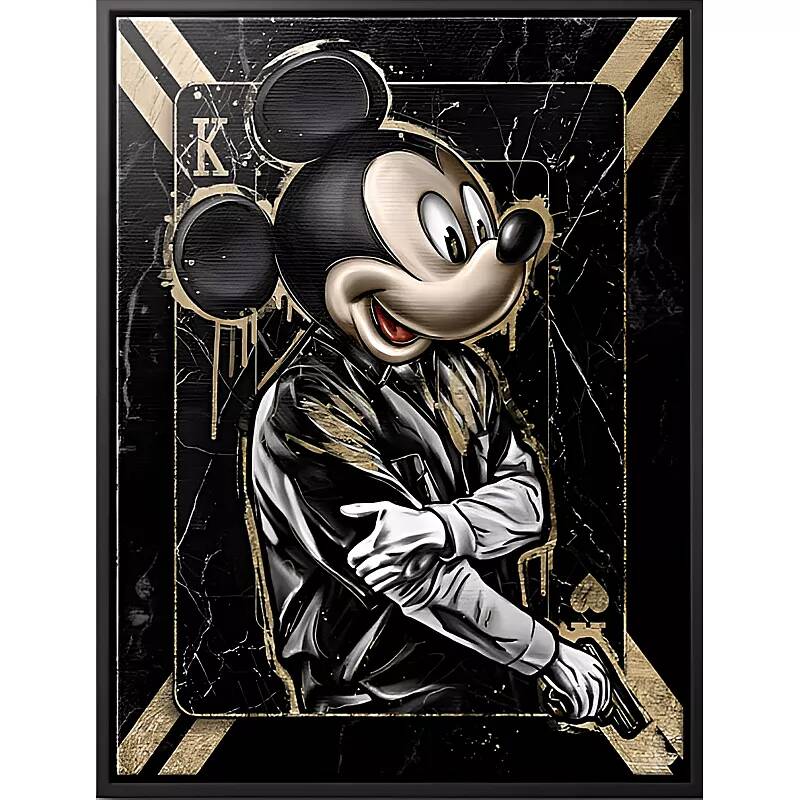 Tableau sur toile Mickey gangster noir
