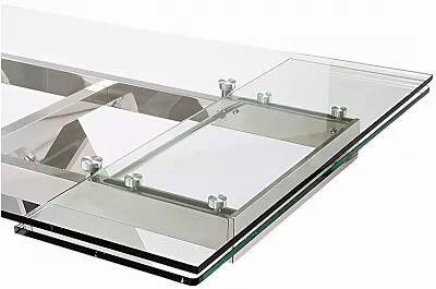 Table à manger extensible en verre et acier poli L160-220