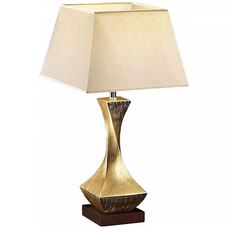 Lampe design à LED en bois feuilles d'or H64