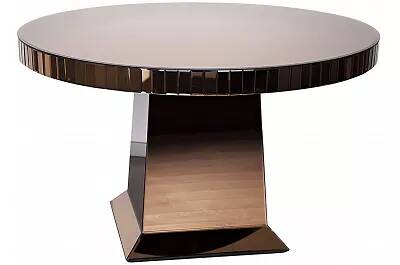 Table de salle à manger en verre miroir bronze Ø130