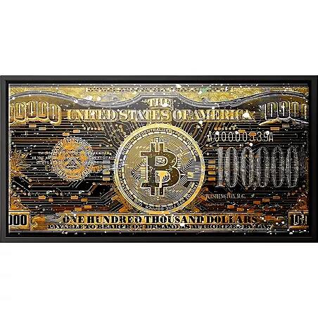 Tableau sur toile Bitcoin one hundred noir