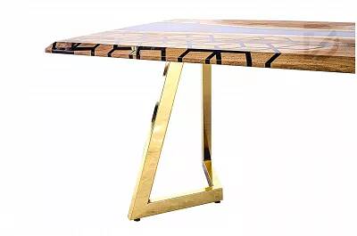 Table à manger en bois massif noyer et époxy rayon de miel bleu saphir 200x100