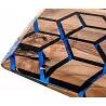 Table à manger en bois massif noyer et époxy rayon de miel bleu saphir 140x100
