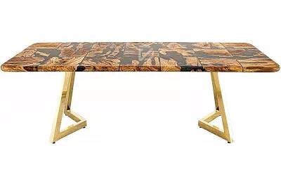 Table à manger en bois d'olive et époxy forêt 140x100