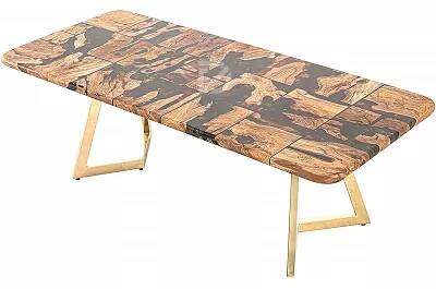 Table à manger en bois d'olive et époxy forêt 160x100