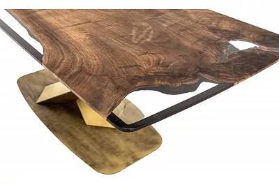 Table à manger en bois massif noyer et époxy transparent 140x100