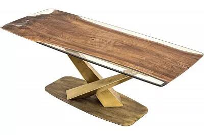 Table à manger en bois massif noyer et époxy transparent 180x100