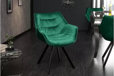 Chaise en velours matelassé vert émeraude