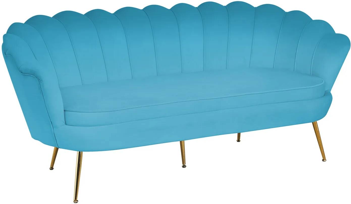 Canapé design 3 places en velours matelassé bleu