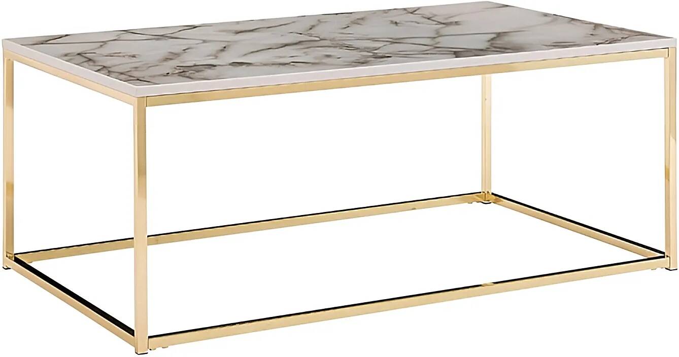Table basse design aspect marbre blanc et acier doré