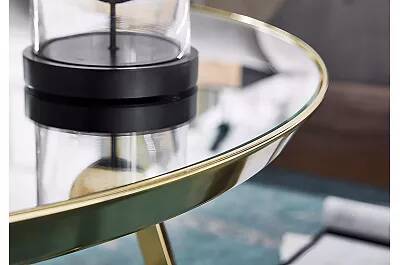 Table basse design en verre miroir et acier doré