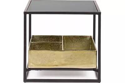 Table d'appoint en verre fumé et aluminium doré