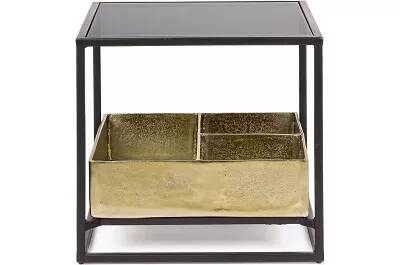 Table d'appoint en verre fumé et aluminium doré