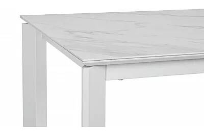 Table de salle à manger extensible en céramique aspect marbre et acier blanc L160-220