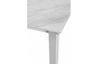 Table de salle à manger extensible en céramique aspect marbre et acier blanc L140-200