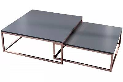 Set de 2 tables basses gigognes anthracite et métal cuivré