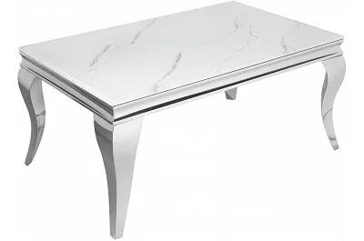 4692 - 108307 - Table basse en verre aspect marbre et acier inoxydable chromé L100