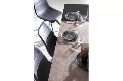Table de salle à manger extensible en céramique gris et acier noir L160-220