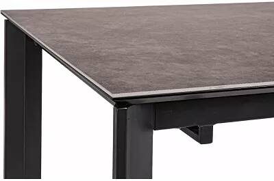 Table de salle à manger extensible en céramique gris et acier noir L140-200