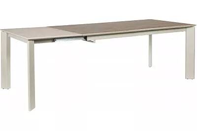 Table de salle à manger extensible en céramique et acier gris taupe L160-220