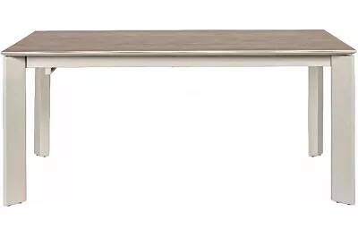 Table de salle à manger extensible en céramique et acier gris taupe L160-220