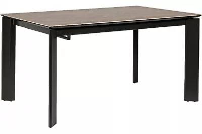 Table de salle à manger extensible en céramique gris et acier noir L160-220