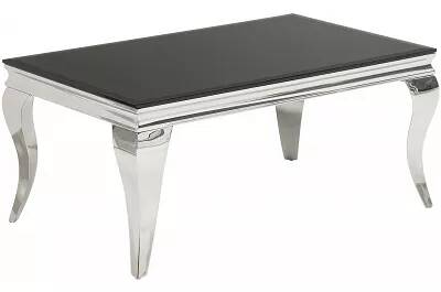 4691 - 108372 - Table basse en acier inoxydable chromé et verre noir L100