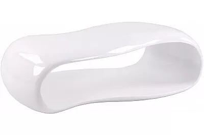 Table basse design en fibre de verre blanc laqué L110