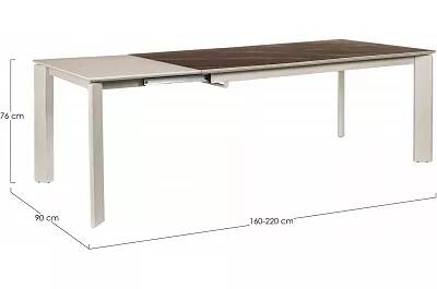 Table à manger extensible en céramique aspect marbre et acier taupe L160-220