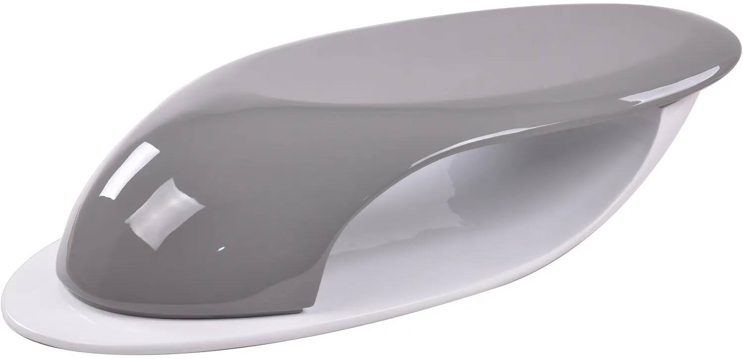 Table basse design en fibre de verre laqué gris et blanc L130
