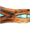 Table à manger en bois massif noyer et époxy bleu 140x100
