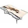 Table à manger en bois massif live edge et époxy transparent 140x100