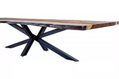 Table à manger en bois massif suar et époxy transparent 180x100