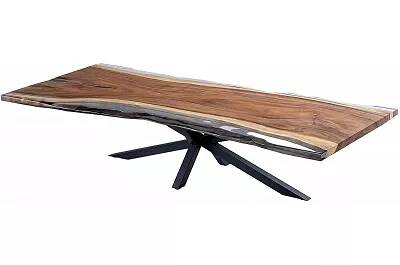 Table à manger en bois massif suar et époxy transparent 200x100