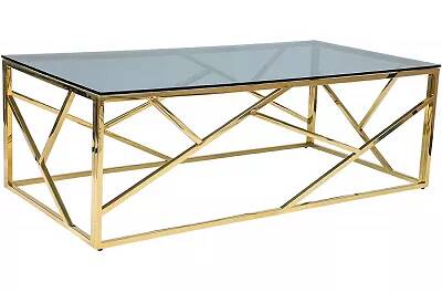6660 - 109550 - Table basse design en verre et acier doré