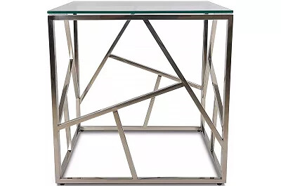 Table d'appoint design en acier chromé et verre Ø55