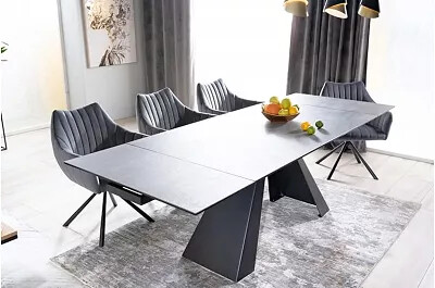 Table de salle à manger extensible céramique noir mat L160-240