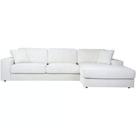 Canapé d'angle en tissu bouclé blanc