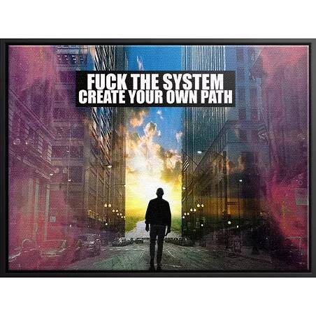 Tableau sur toile Fuck The System noir