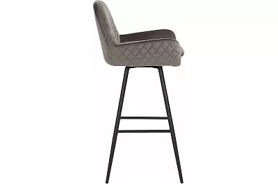 Chaise de bar pivotante design en velours matelassé gris foncé