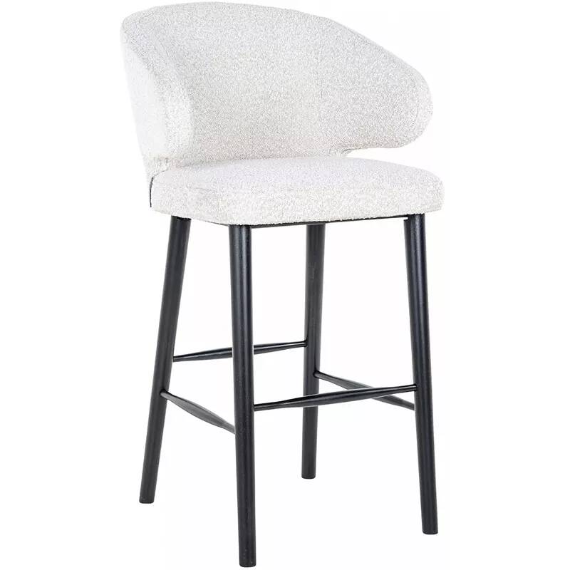 Chaise de bar en tissu chenille blanc