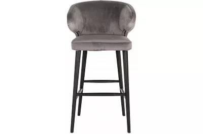 Chaise de bar en velours gris foncé