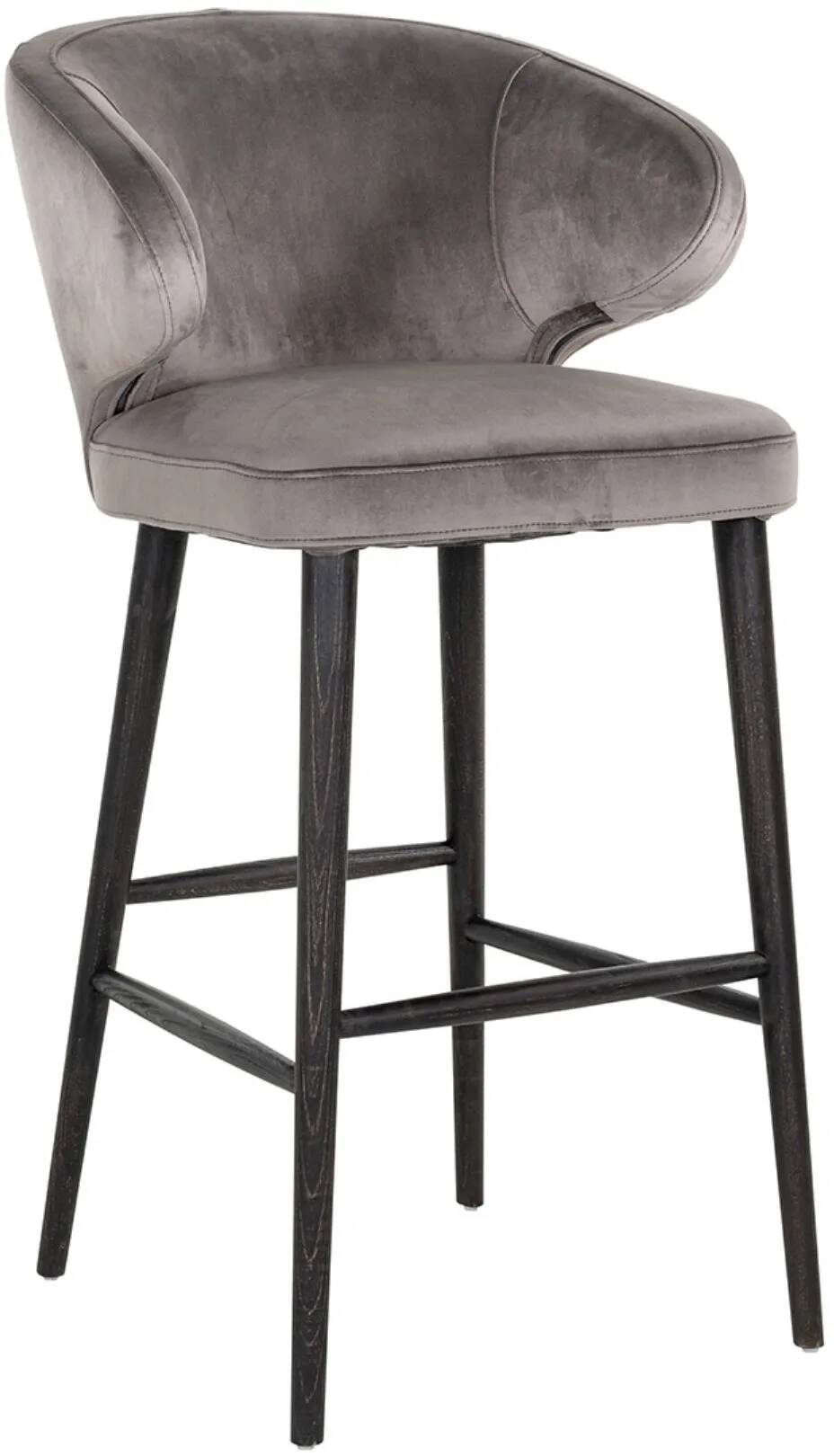 Chaise de bar en velours gris foncé
