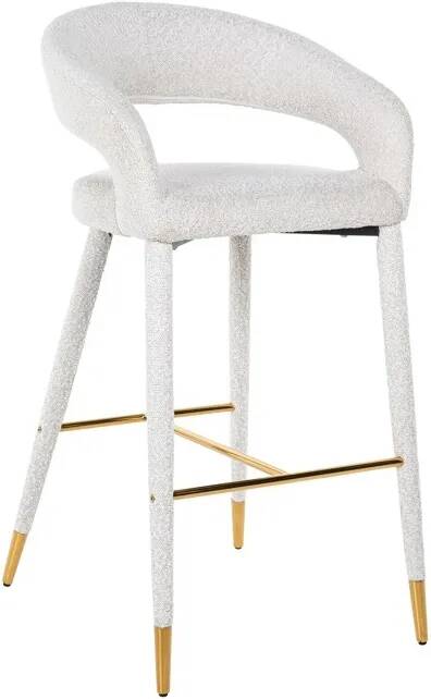 Chaise de bar en tissu chenille blanc