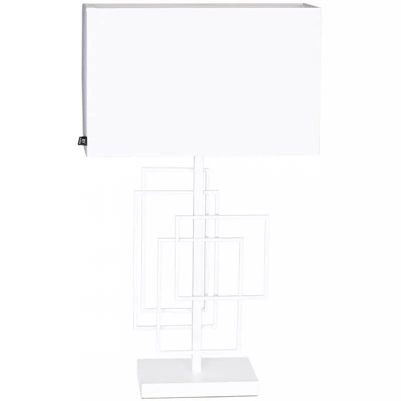 Lampe à poser design à LED en tissu et métal blanc mat H69
