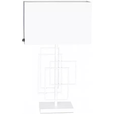 Lampe à poser design à LED en tissu et métal blanc mat H69
