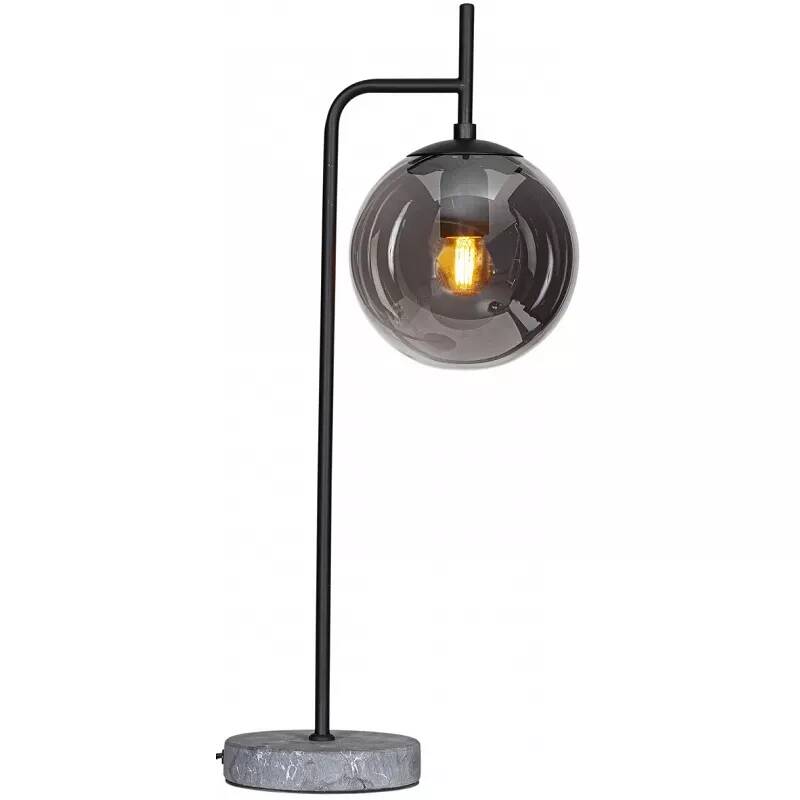 Lampe à poser design à LED en verre gris fumé et aspect marbre gris H60